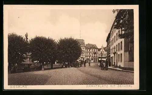 AK Siegburg, Marktplatz mit Denkmal