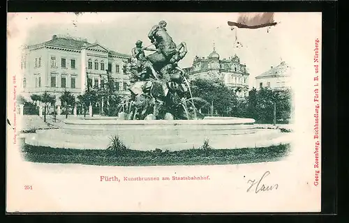 AK Fürth, Kunstbrunnen am Staatsbahnhof