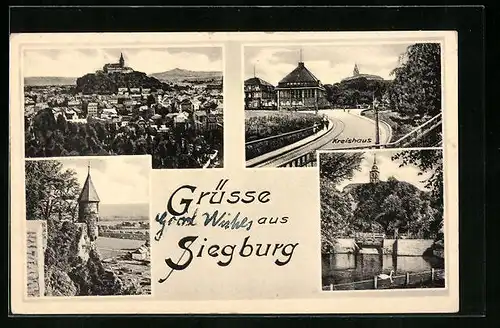 AK Siegburg, Kreishaus, Uferpartie, Ortspartie