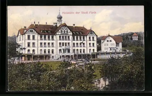 AK Fürth, Heilstätte, Ansicht mit Park und Bäumen