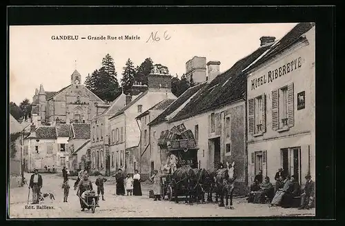 AK Gandelu, Grande Rue et Mairie