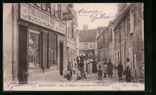 AK Beaurieux, Rue de l`Eglise (vue prise du Couchant)