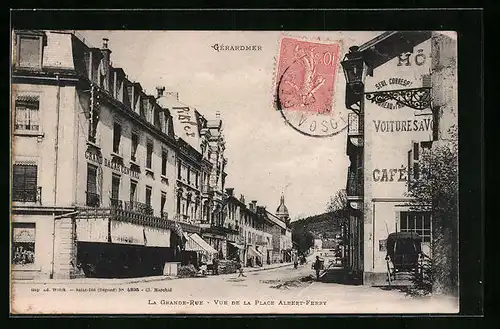AK Gérardmer, La Grande-Rue, Vue de la Place Albert-Ferry