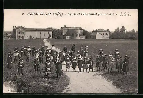 AK Azieu-Genas, Eglise et Pensionnat Jeanne-d`Arc