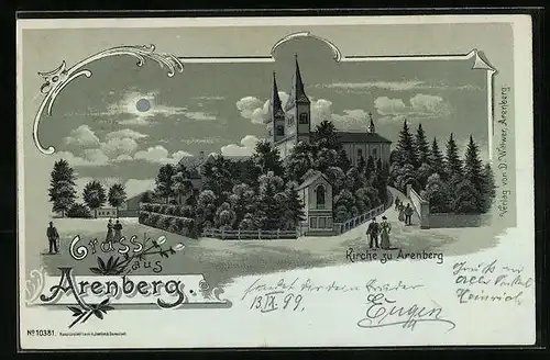Mondschein-Lithographie Arenberg, Kirche zu Arenberg