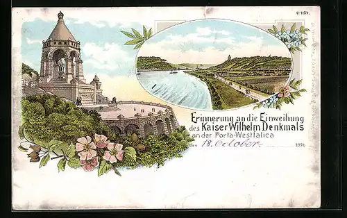 AK Porta-Westfalica, Erinnerung an die Einweihung des Kaiser Wilhelm Denkmals, Uferpartie