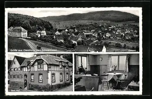 AK Diersburg /Bad. Schwarzwald, Gasthaus Badischer Hof, Inneres Gesellschaftsraum, Gesamtansicht