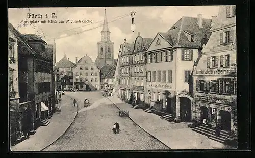 AK Fürth i. B., Marktplatz mit Blick zur Michaeliskirche