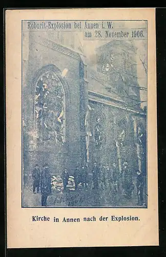 AK Annen i. W., Kirche nach der Roburit-Explosion am 28.11.1906