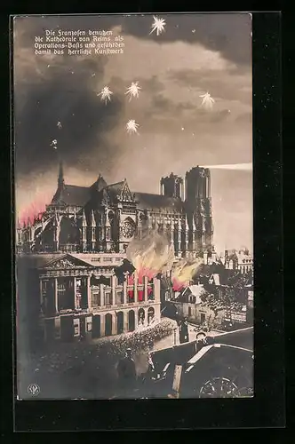 AK Reims, Die Franzosen benutzen die Kathedrale als Operations-Basis
