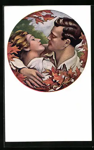Künstler-AK sign. Gilbert: Junges Paar hält sich in den Armen