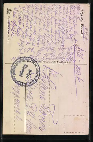 Künstler-AK sign. C. Spindler: Ältere Frau belauscht junges Paar