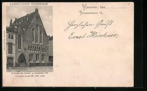 AK Hannover, Evangelisches Vereinshaus, Prinzenstrasse 12