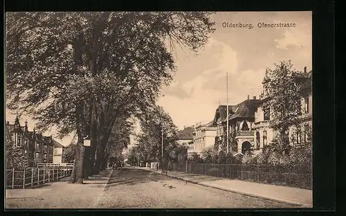 AK Oldenburg, Ofenerstrasse mit Bäumen