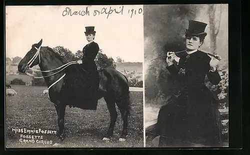 AK Miss Emmie Fossett, Fosetts Grand Circus, Zirkus