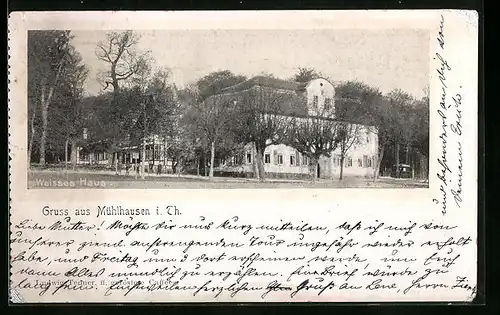 AK Mühlhausen / Thür., Blick zum Gasthaus Weisses Haus