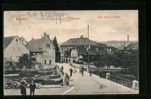 AK Kandern, Strassenpartie bei der neuen Kanderbrücke