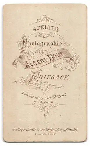 Fotografie Albert Bode, Friesack, Bürgerlicher mit Schnauzer und Stehkragen