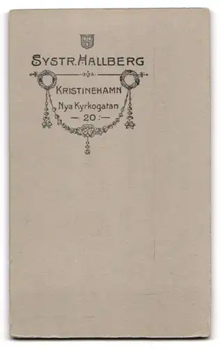 Fotografie Sastr. Hallberg, Kristinehamn, Nya Kyrkogatan 20, Junger Mann mit Seitenscheitel im Anzug