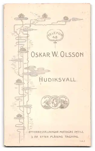 Fotografie Oskar W. Olsson, Hudiksvall, Eleganter Herr mit Schnauzbart