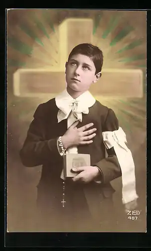 AK Kommunikant mit Rosenkranz