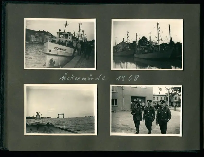 Fotoalbum 73 Fotografien Ückermünde, Soldaten, DDR Grenzschutz, Kaserne, Motorrad MZ 0