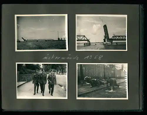 Fotoalbum 73 Fotografien Ückermünde, Soldaten, DDR Grenzschutz, Kaserne, Motorrad MZ