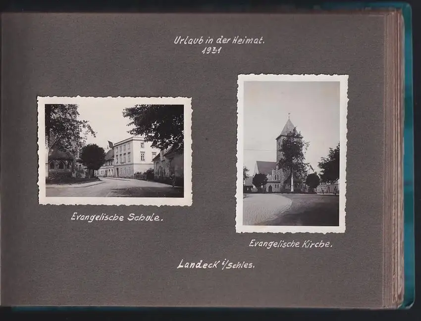 Fotoalbum 70 Fotografien, Ansicht Landeck in Schlesien / Ladek-Zdrój, 1930, Strassenpartie, Evangelische Schule, Kurhaus 1