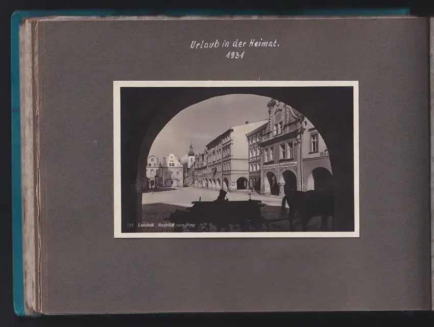 Fotoalbum 70 Fotografien, Ansicht Landeck in Schlesien / Ladek-Zdrój, 1930, Strassenpartie, Evangelische Schule, Kurhaus 2