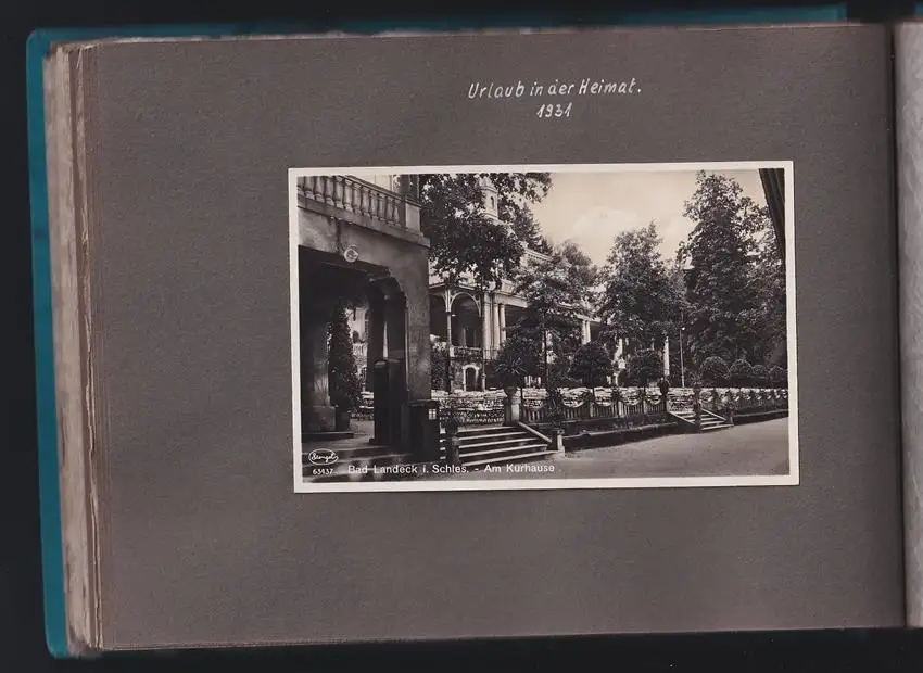 Fotoalbum 70 Fotografien, Ansicht Landeck in Schlesien / Ladek-Zdrój, 1930, Strassenpartie, Evangelische Schule, Kurhaus 6