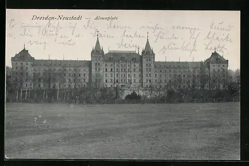 AK Dresden-Neustadt, Gebäude am Alaunplatz