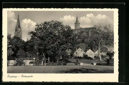 AK Siegburg, Teilansicht mit Kirche
