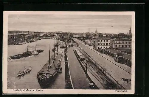 AK Ludwigshafen a. Rhein, Winterhafen aus der Vogelschau