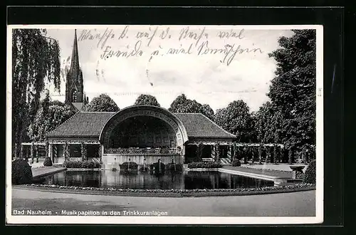 AK Bad Nauheim, Musikpavillon in den Trinkkuranlagen