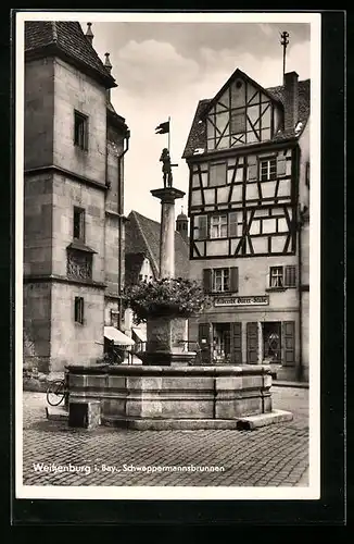 AK Weissenburg i. Bay., Schweppermannsbrunnen mit Gasthof Albrecht Dürer-Stube