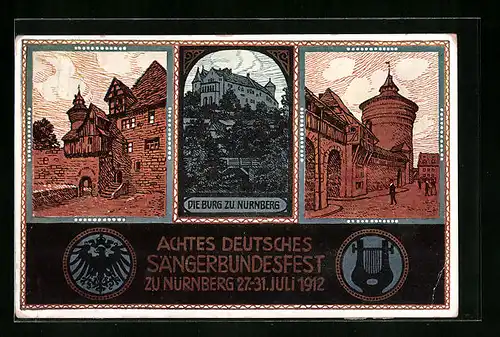 AK Ganzsache Bayern: Nürnberg, Achtes Deutsches Sängerbundesfest 1912