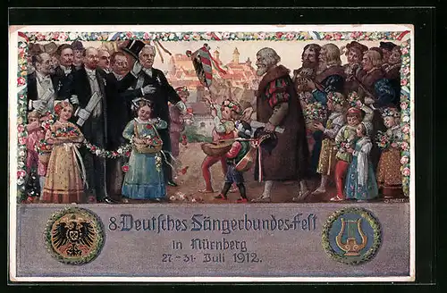 AK Ganzsache Bayern: Nürnberg, 8. Deutsches Sänderbundesfest 1912