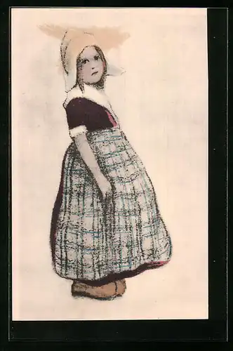 Künstler-AK M. Munk Nr. 170: Mädchen in Tracht mit Holzschuhen