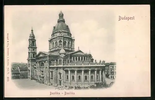 Relief-AK Budapest, Basilika im Sonnenschein