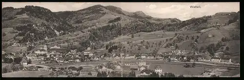 Klapp-AK Wattwil, Panoramablick auf den Ort