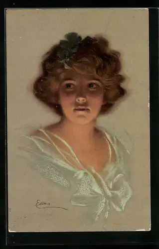 Künstler-AK M. Munk Nr. 400: Junge Frau mit Schleife im Haar