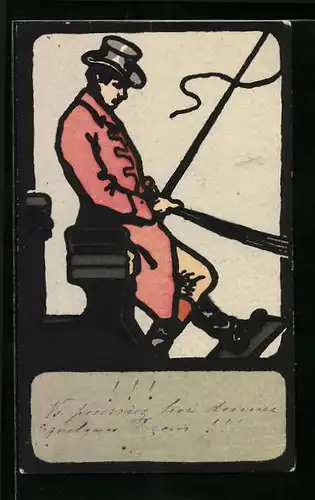 Künstler-AK M. Munk Nr. 172: Kutscher auf dem Bock von der Seite