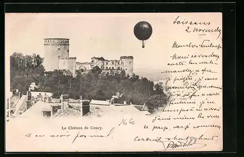 AK Coucy-le-Château-Auffrique, Le Chateau de Coucy, Ballon