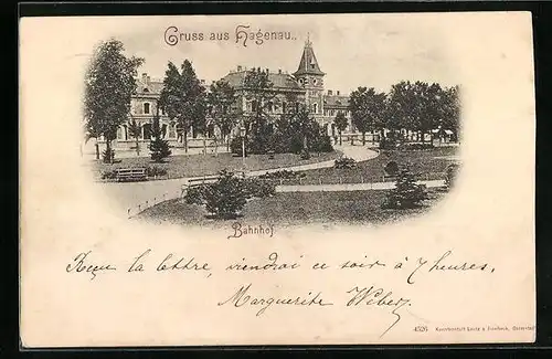 AK Hagenau, Blick zum Bahnhof