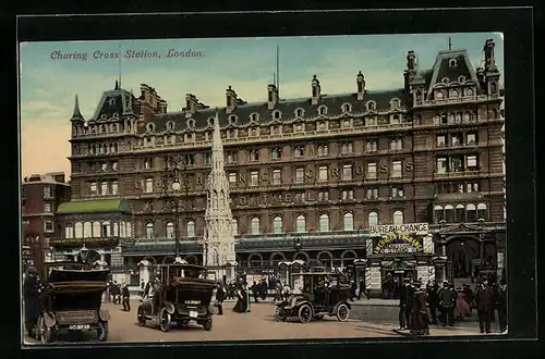 AK London, Charing Cross Station, Bahnhof