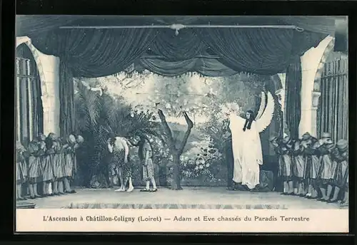 AK Chatillon-Coligny, L`Ascension, Adam et Eve, Passionsspiele
