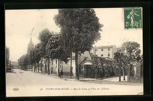 AK Vitry-sur-Seine, Rue de Seine et Villa des Tilleuls