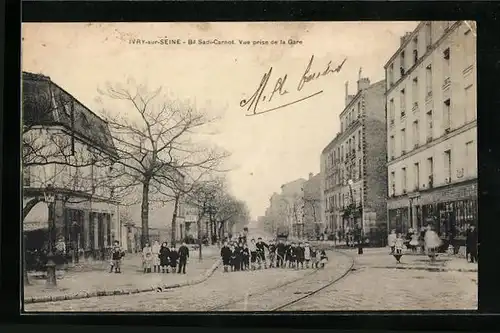 AK Ivry-sur-Seine, Boulevard Sadi-Carnot, Vue prise de la Gare