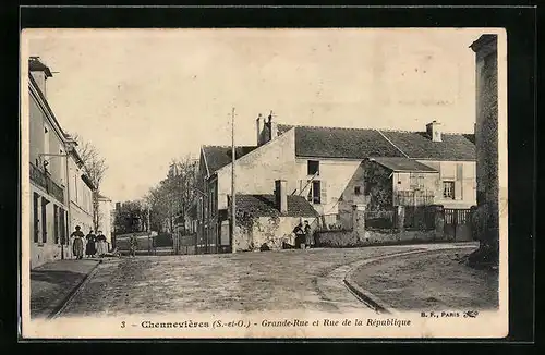 AK Chennevières, Grande-Rue et Rue de la République