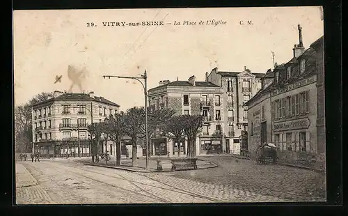 AK Vitry-sur-Seine, La Place de L`Église